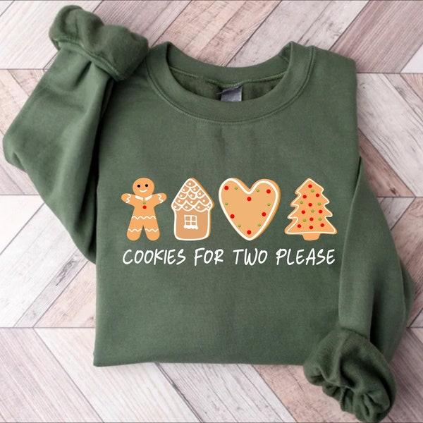 Christmas Cookies For Two Please Pregnancy Announcement Christmas Sweatshirt, Maternity Christmas Shirt, Pregnancy Reveal Christmas Sweater