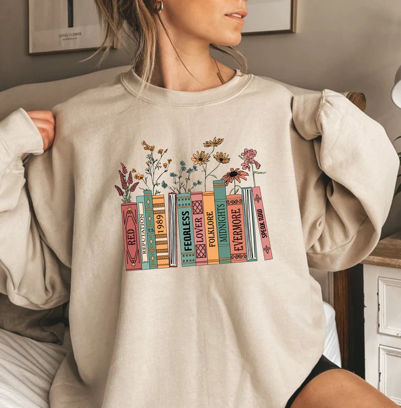 Albums As Books Sweatshirt, Trendy Aesthetic For Book Lovers, Crewneck Sweater, RACK Music Sweater, Folk Music Hoodie, Country Music Hoodie image 2