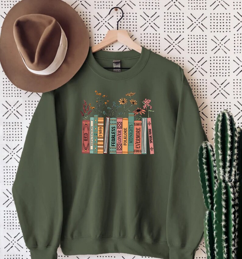 Albums As Books Sweatshirt, Trendy Aesthetic For Book Lovers, Crewneck Sweater, RACK Music Sweater, Folk Music Hoodie, Country Music Hoodie image 3