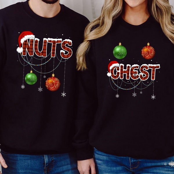 Chest And Nuts Couples Christmas Shirt, Christmas Shirt for couple, Funny Christmas Tees, Holiday Matching Tee, Chestnuts Christmas T-Shirt