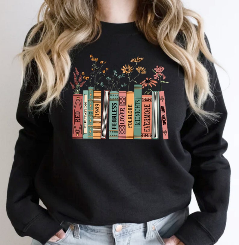 Albums As Books Sweatshirt, Trendy Aesthetic For Book Lovers, Crewneck Sweater, RACK Music Sweater, Folk Music Hoodie, Country Music Hoodie image 4