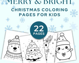 Christmas Kids Coloring Sheets - Bold, Easy, Cozy Winter Pages, Kawaii, Relaxing, Printable Coloring for Adults & Kids, Cute Aesthetic Art