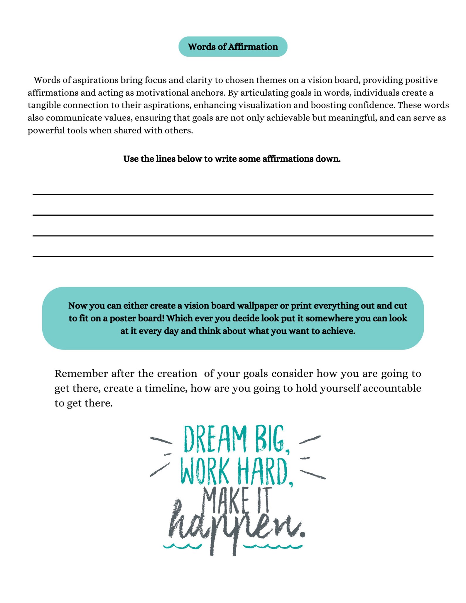 Vision Board. Goal Setting. Printable Vision Board Worksheet ...