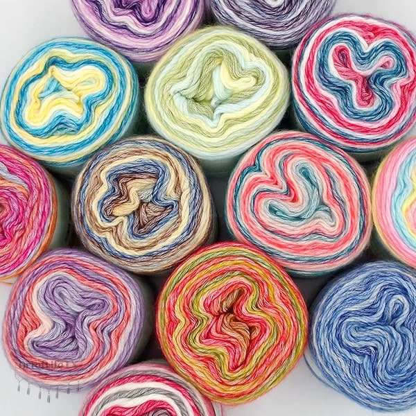 Gradient Knitting Yarn, Shawl Yarn, Crochet Yarn, Multicolor Yarn, Puzzle Cake Yarn, Cotton Yarn for Amigurumi, Punch Needling, and Crafting