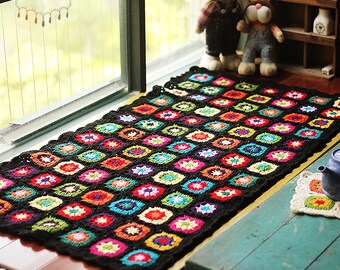 Hand Crocheted Multicolor Blanket, Crochet Table Cloth, Crochet Table Runner, Flower Pattern Table Runner, Mother's Day Gift, Made To Order