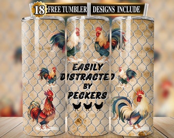 Funny Chicken Tumbler Wrap PNG 20 oz Skinny Tumbler, Sublimation Design,Digital Download ,Gift for Chicken Lovers