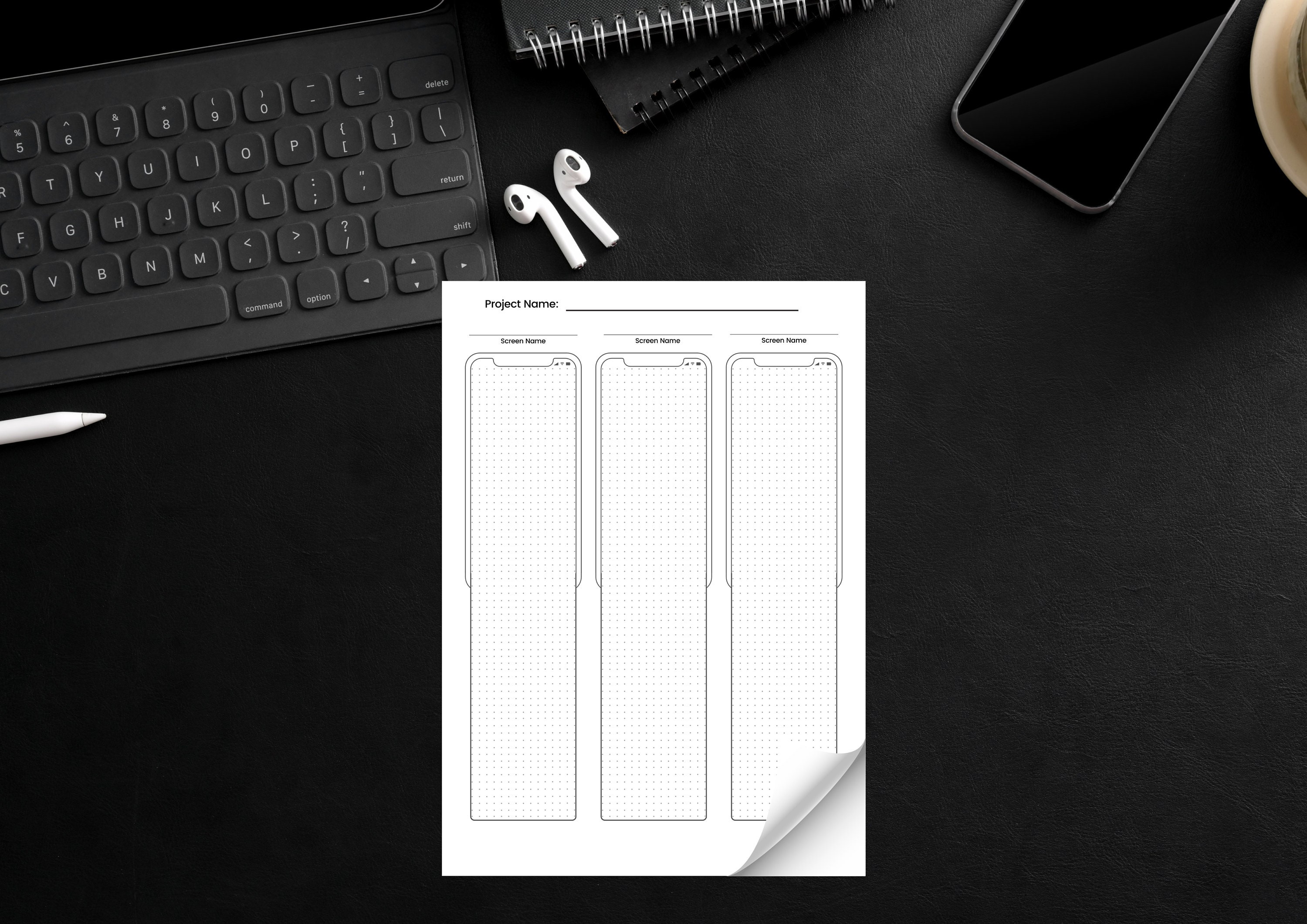 Printable Ui/ux Smartphone Wireframe Sketch Guide Template - Etsy