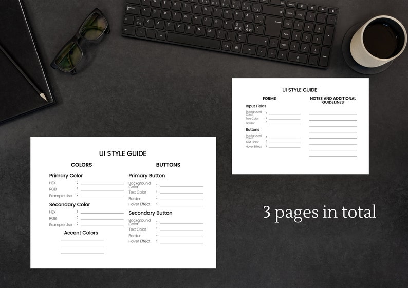 Printable UI/UX Style Guide Template - Etsy image.