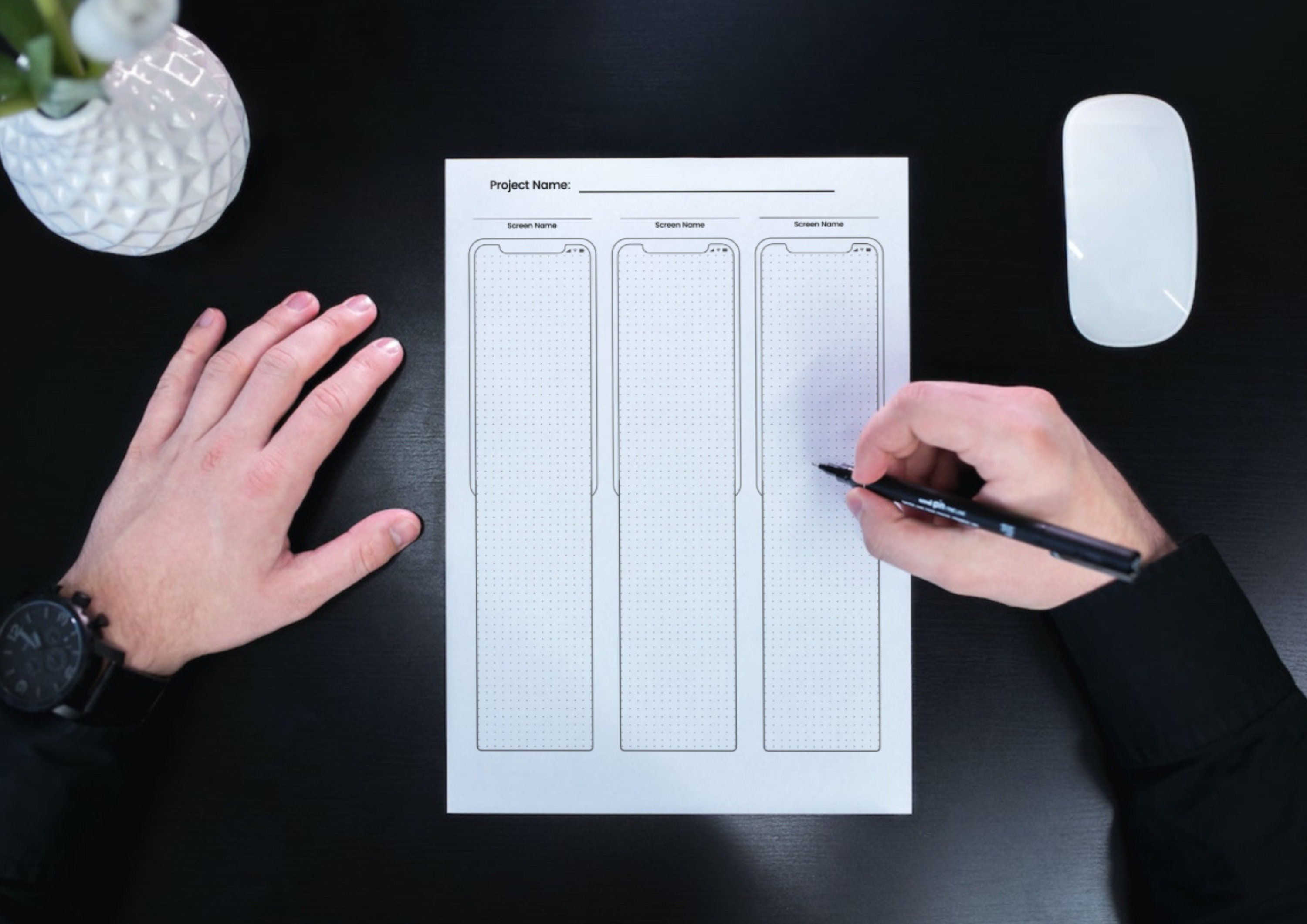 Printable Ui/ux Smartphone Wireframe Sketch Guide Template - Etsy