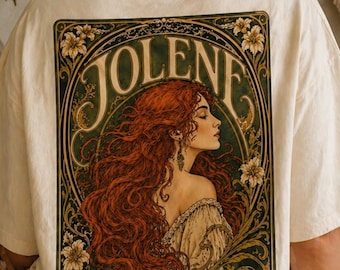 Koszulka Jolene Art Nouveau Portrait, koszulka z grafiką Vintage Floral Muse