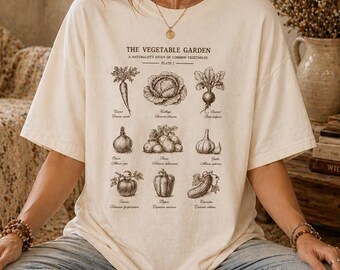 Koszulka z ilustracją Vintage Vegetable Garden | nadruk z produktami botanicznymi