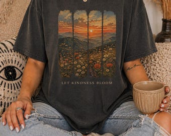 Koszulka Let Kindness Bloom | Grafika Sunset Wildflower