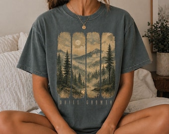 Koszulka Vintage Mountain Forest Sunset T-Shirt | Sceneria na świeżym powietrzu