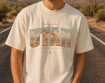 Greetings From Utah T-Shirt | Vintage Postcard Landscape Tee