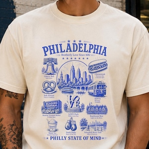 Philadelphia Graphic Tee, Philly Icons, Vintage Souvenir Shirt, Local Pride Apparel