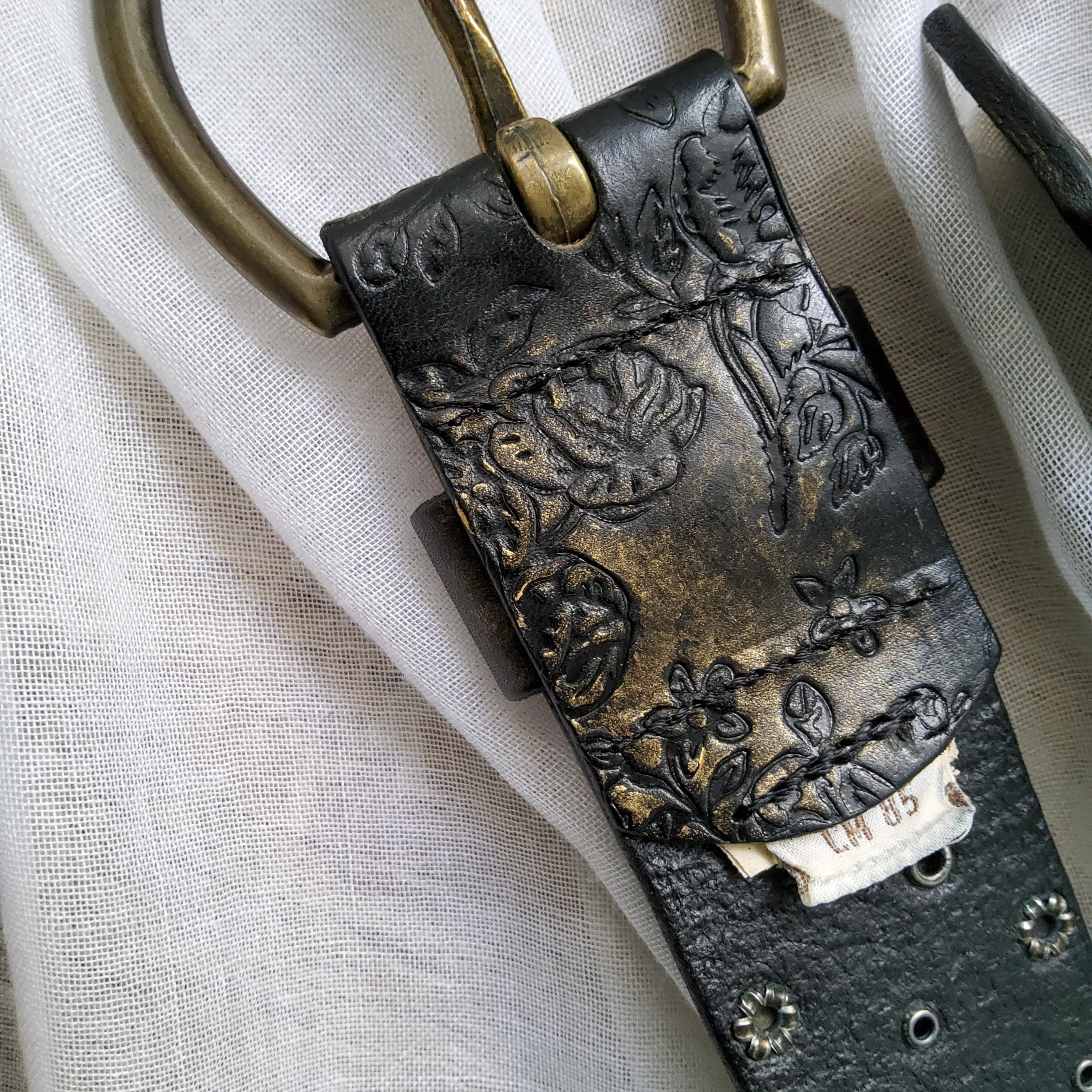 Diesel Vintage Medieval Embossed Leather Studded Belt - Etsy