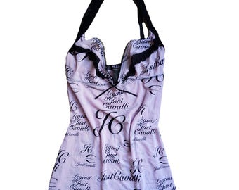 Roberto Cavalli vintage y2k mesh monogram logo lingerie top