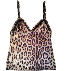 D&G vintage y2k animal print monogram lace trim silky lingerie top