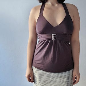 Altes y2k whimsigoth Neckholder Top zum Binden mit Strasssteinen