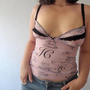 Roberto Cavalli vintage y2k mesh monogram logo lingerie top