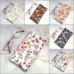 Handmade Floral Fabric Soft Padded Glasses Case/Fabric Glasses Pouch/Spectacle Pouch/Sunglasses Case/Reading Glasses Case Pouch/Fabric Gift