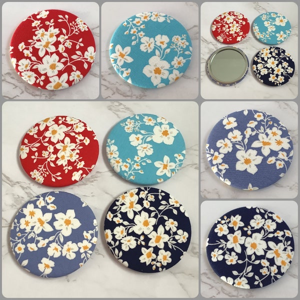 Handgemachter Taschenspiegel mit Blumenmuster/handgefertigter Taschenspiegel mit Kirschblüten/Sakura Stoff/mit Blumenmuster/58mm Taschenspiegel mit Stoff bezogen