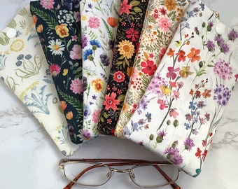 Handmade Floral Fabric Soft Padded Glasses Case/Fabric Glasses Pouch/Spectacle Pouch/Sunglasses Case/Reading Glasses Case Pouch/Fabric Gift