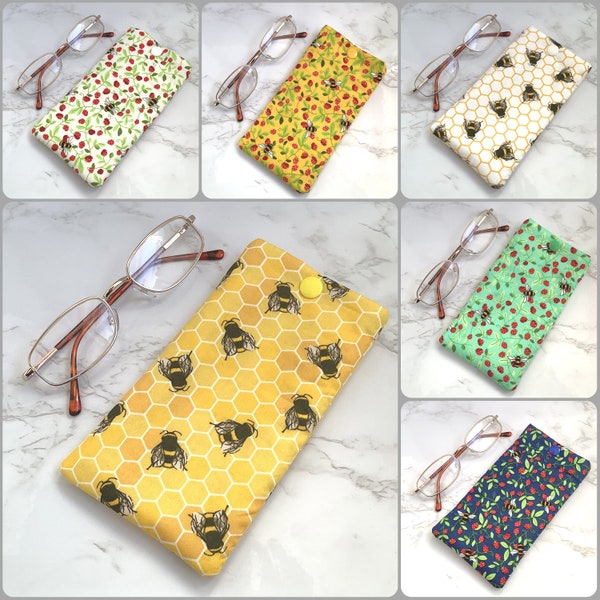 Handgemachte Bienen-Stoff-weich gepolsterte Brillenetui/Stoff-Brillenbeutel/Brillenbeutel/Sonnenbrillen-Etui/Lesebrillen-Etui Beutel/Bienenstoff-Geschenk