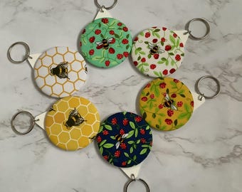 Handmade Bee Fabric Keychain Mirror – Strawberry Honeycomb Designs