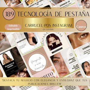 Plantillas Instagram para pestañas-Diseños profissionais para Técnicos e Estilistas.