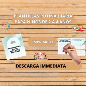 Planificador de hábitos para niños de 3 a 4 años. Desarrollo de habilidades. Rutina diaria de guardería, imprimible. En PDF. En español