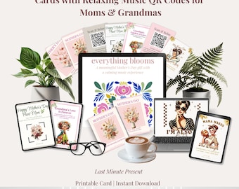 Tarjeta para el Día de la Madre, código QR con música relajante, regalo imprimible para el autocuidado (descarga digital)