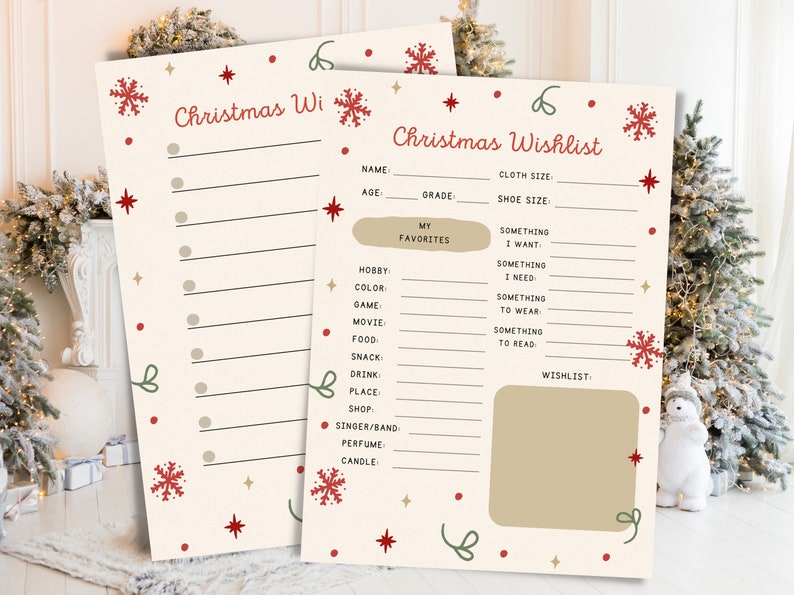 Christmas Wish List Template for Kids, Christmas Wish List Printable