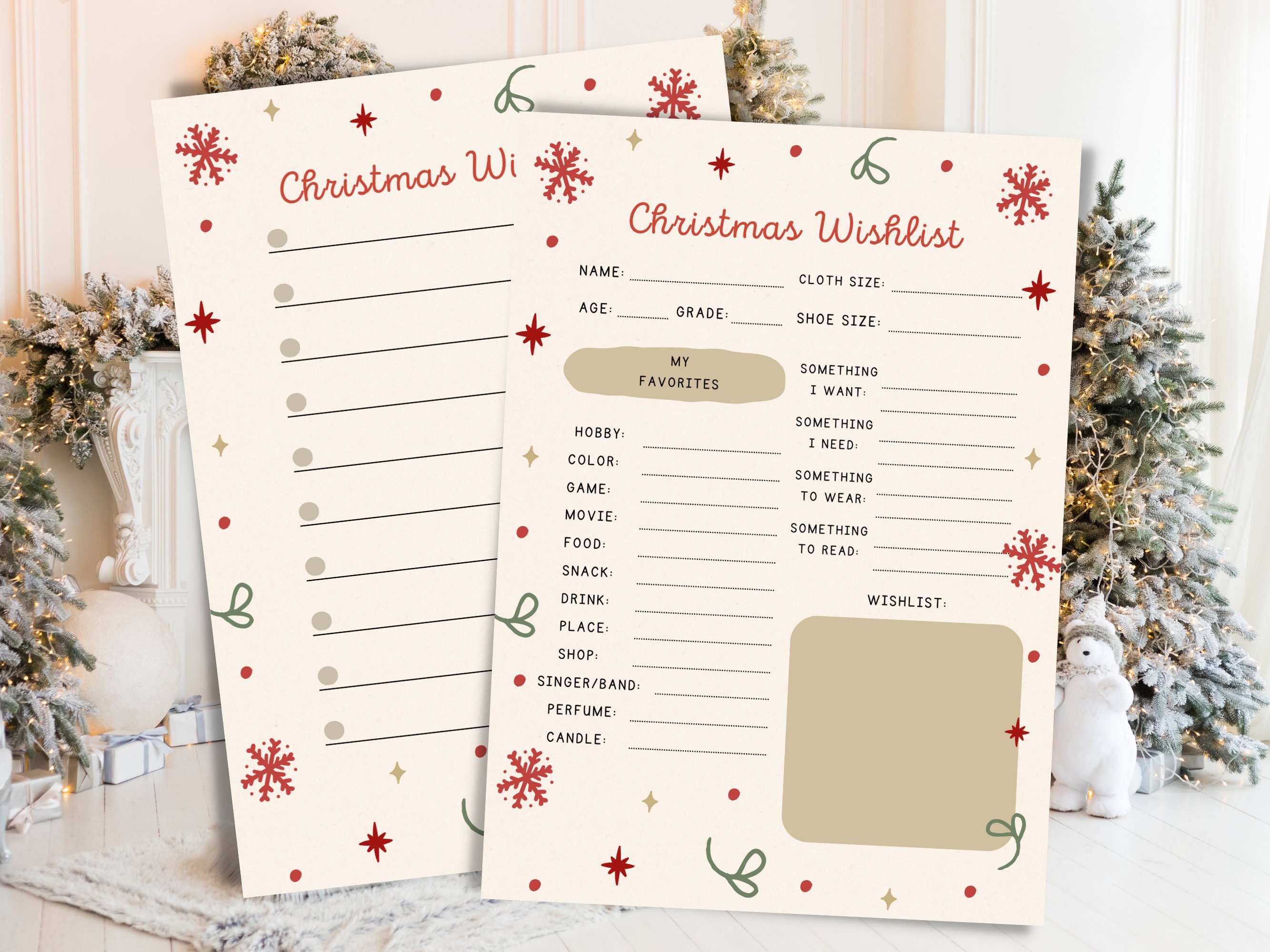 Christmas Wish List Template for Kids, Christmas Wish List Printable, Instant Download, Editable ...