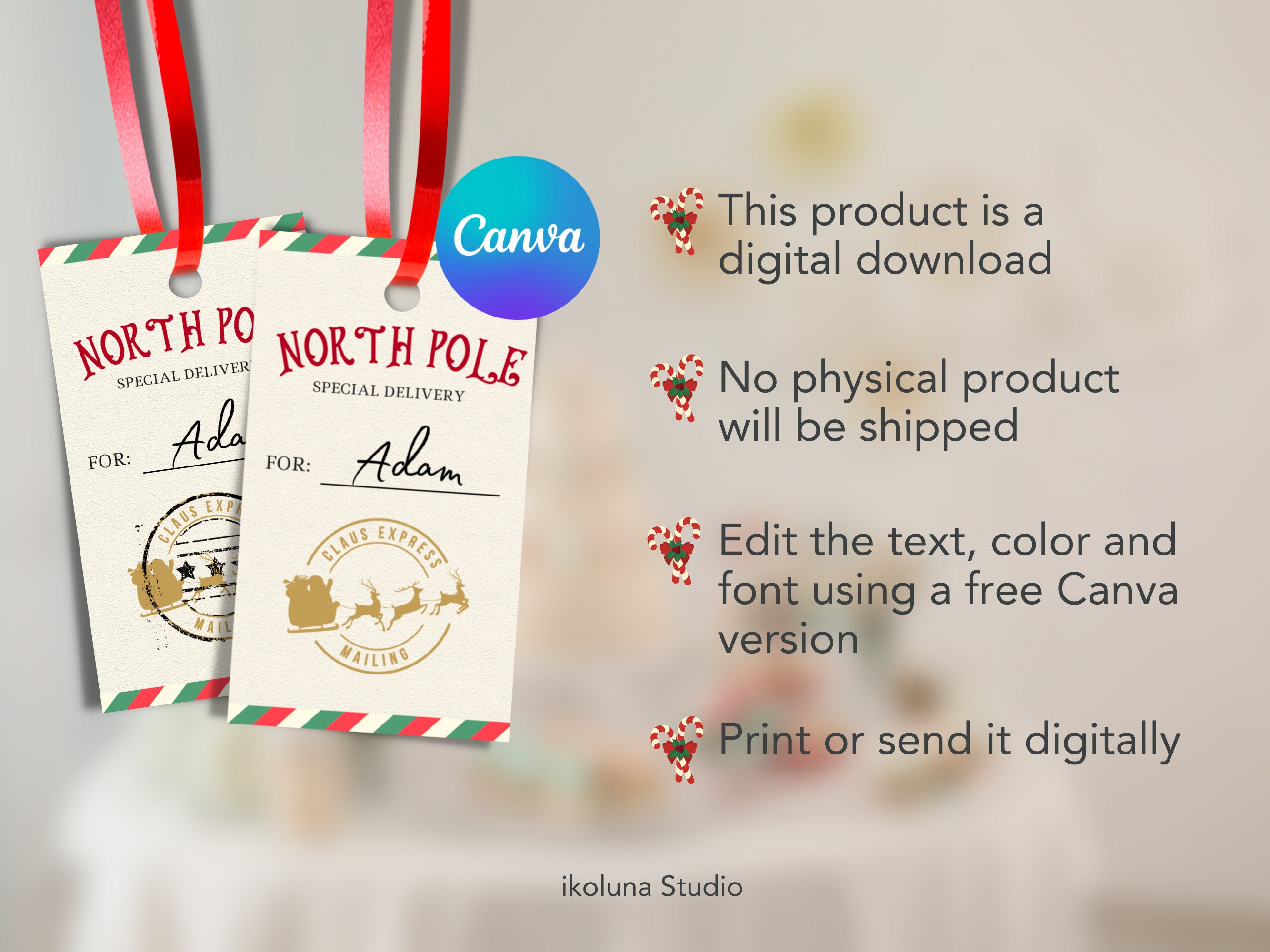 Printable Christmas Gift Tags North Pole Special Delivery From Santa ...