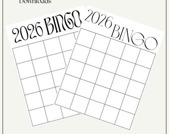 Bingo Card Template Printable | New Year Bingo Template | Minimalist Digital Bingo Game | Blank Bingo Card | Instant Download |
