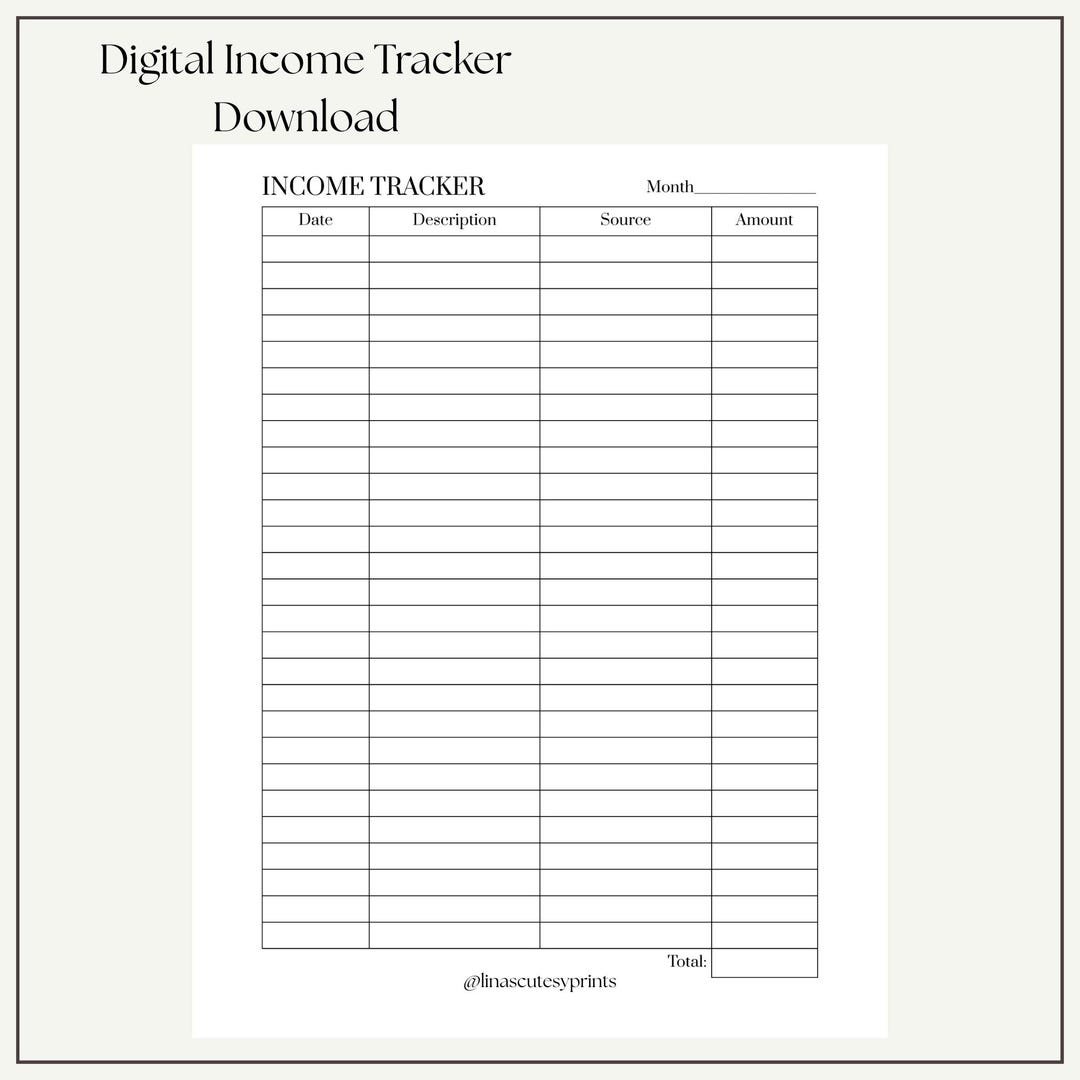 Weekly Income Log Income Tracker Printable, Income Log Sheet, Monthly Income Tracker ...