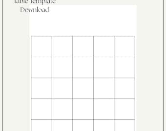 Bingo Card Template Printable | New Year Bingo Template | Minimalist Digital Bingo Game | Blank Bingo Card | Instant Download |