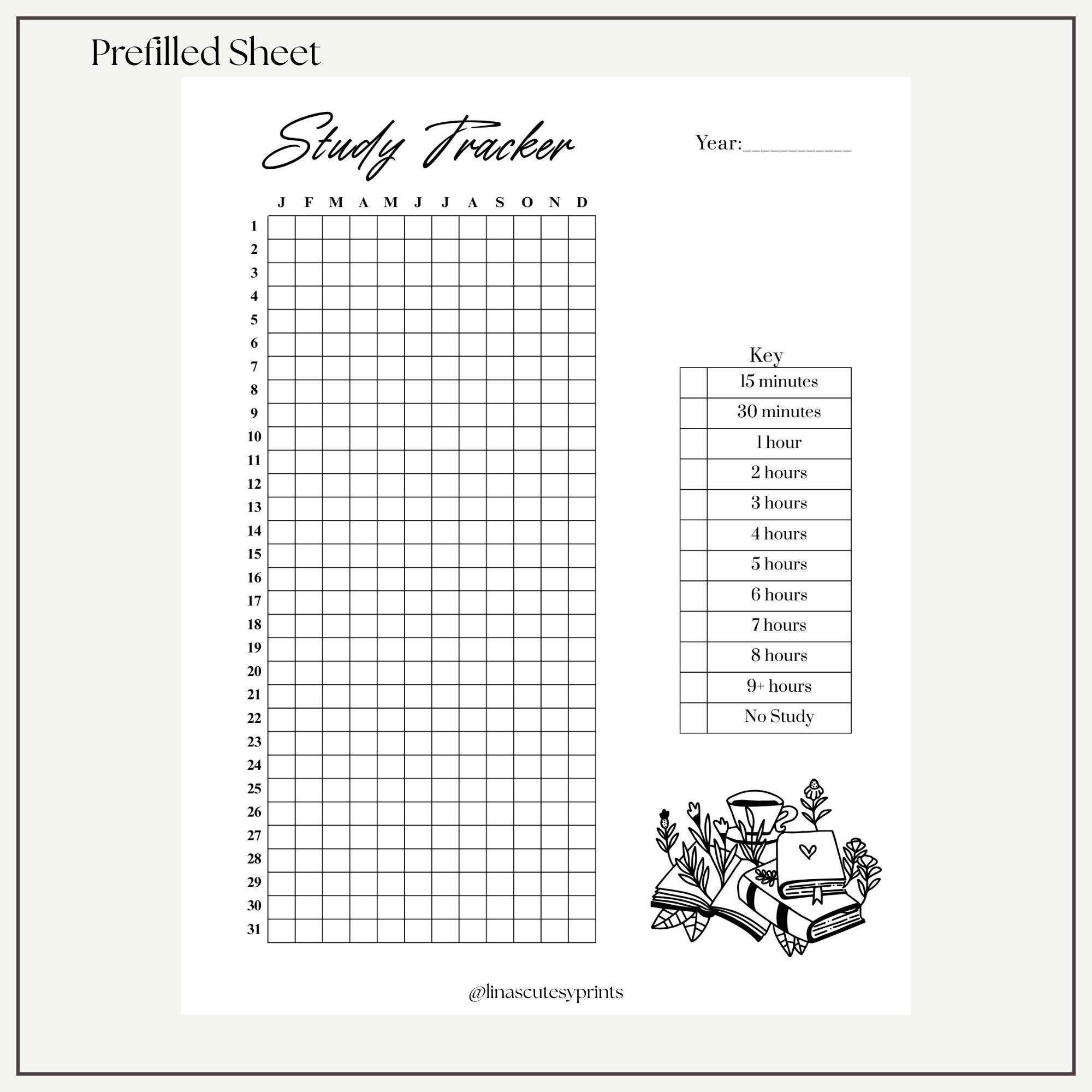 Yearly Study Tracker Printable | Student Planner Bundle (PDF Digital ...