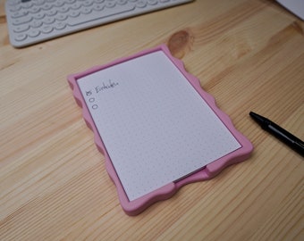 Notepad to-do list holder desk DIN A6 - integrated template for to-do list - productivity colorful 70s design - 3D printing