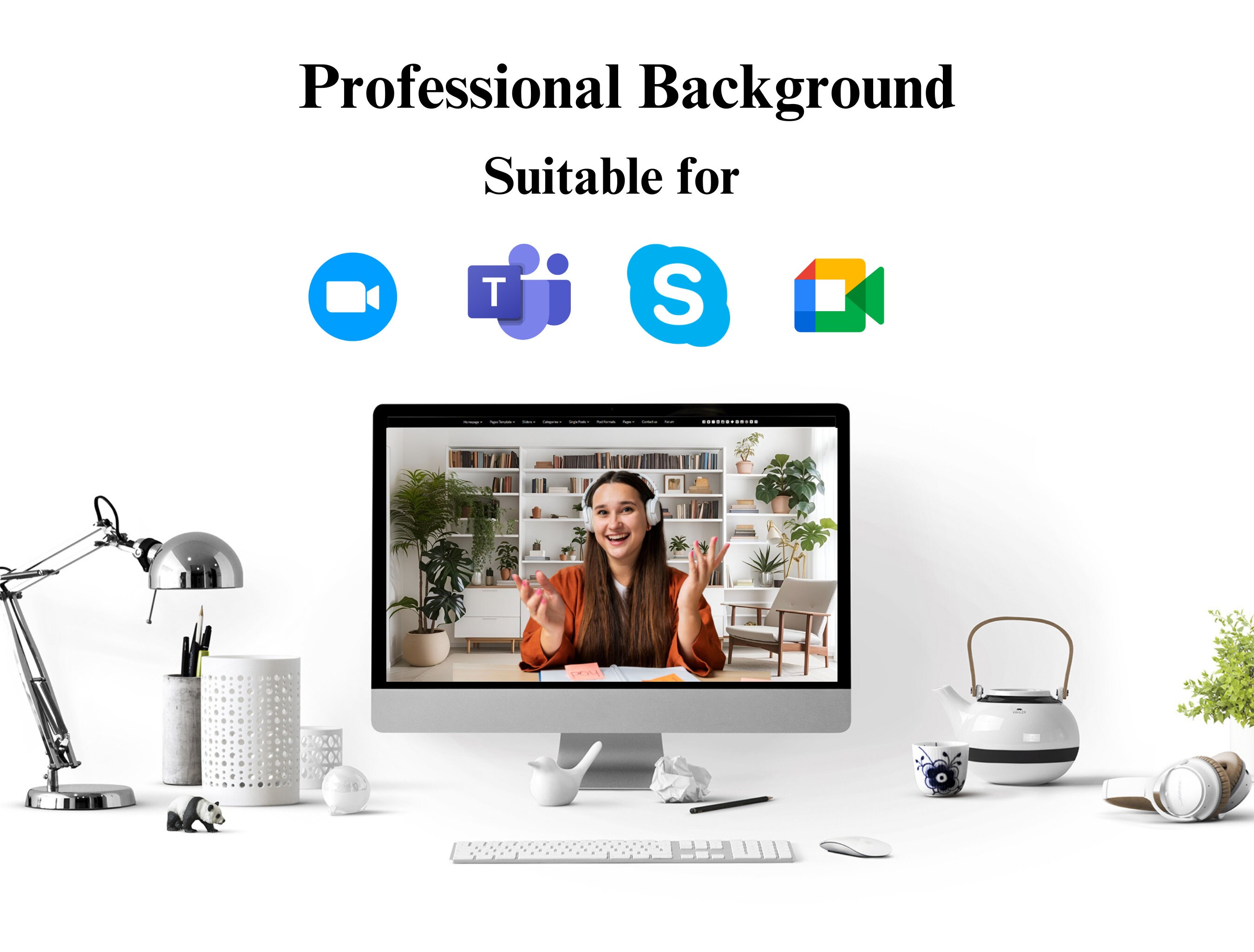 4 White Zoom Background, Virtual Background, Zoom Meeting, Zoom Backdrop, Teams Background