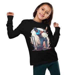 Jeugd-T-shirt met lange mouwen 3d a cartoon rabbit on