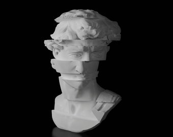 Head Of David Glitched | Big size desk gadget Handmade | History| Sculpture| Home Decor| Unique| Gifts| Decoration| Greek | Ancient Statue