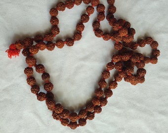 Rudraksha Mala Prayer Beads, 108 Bead Necklace, Meditation Jewelry, Spiritual Gift, Healing Energy