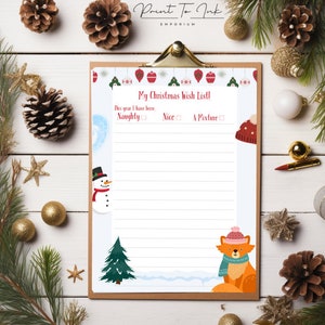 Kids Childrens Christmas Wish List - Santa List - Christmas List - Printable list - Christmas Printable - Letter to Santa - Xmas List