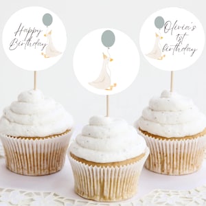 印刷可能なSilly Gooseカップケーキトッパー、Silly Goose Birthday、編集可能なケーキトッパー、Silly Goose Bdayガチョウケーキトッパー、ガチョウパーティーデコレーション