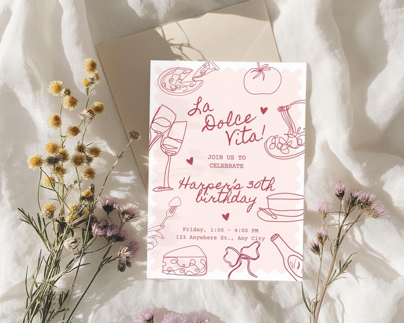 La Dolce Vita invitation fully editable 30th birthday invite