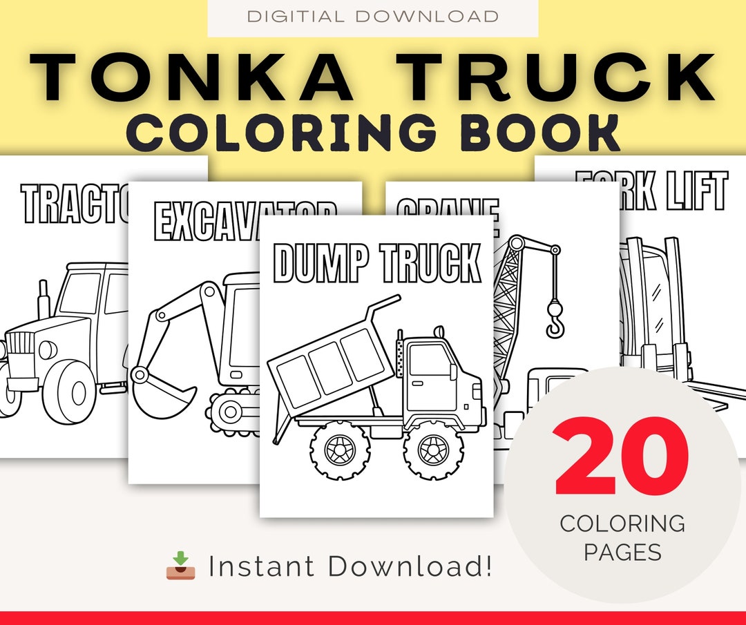 Tonka Truck Coloring for Kids, Simple Truck Color Page, Dump Truck