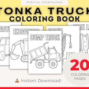 Tonka Truck Coloring For Kids, Simple Truck Color Page, Dump Truck Coloring, Easy kids Art Activity, Printable Coloring Sheets, Truck Lover