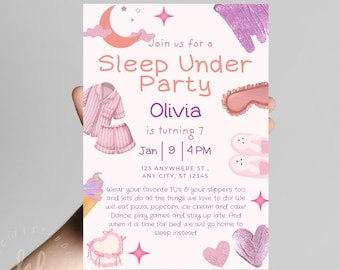 Invitation d'anniversaire pour une soirée pyjama entre filles : modèle pour soirée pyjama (téléchargement numérique)